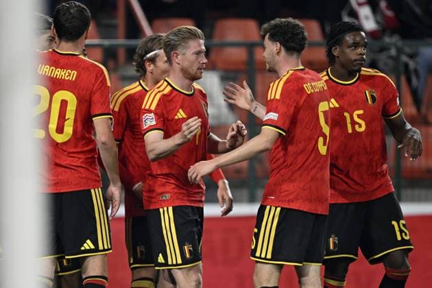 LIEGE - Belgium celebrates Kevin de Bruyne s goal for Belgium (m) during the UEFA Nations League match between Belgium and Turkey at Stade Maurice Dufrasne on 2 October 2026 in Liege, Belgium. ANP UEFA Nations League 2026 27 xVIxANPxSportx xGerritxvanxKeulenxIVx 571289187 originalFilename: 571289187.jpg