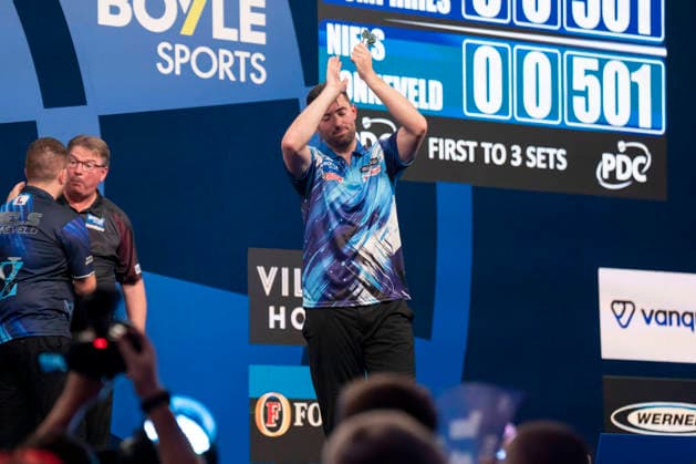 2026 BOYLE Sports World Grand Prix Luke Humphries celebrates winning against Niels Zonneveld during the 2026 Boyle Sports World Grand Prix Quarter-Finals at Mattioli Arena, Leicester, United Kingdom on 2 October 2026 Credit: Alex Young Every Second Media Editorial use only. All images are copyright Every Second Media Limited. No images may be reproduced without prior permission. Copyright: xIMAGO EveryxSecondxMediax ESM-2197-0060 AlexxYoungx xEveryxSecondxMediax
