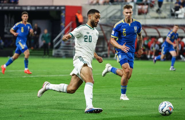 UEFA Nations League Group Stage, Anton MalatinskÃ½ Stadium, Trnava, Slovakia 2 10 2026 Ukraine vs Northern Ireland Northern Ireland™s Brodie Spencer with Ukraine s Volodymyr Brazhko Brodie Spencer with Volodymyr Brazhko 2 10 2026  Copyright: xx Ukraine v N Ireland_090