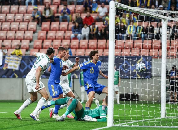 UEFA Nations League Group Stage, Anton MalatinskÃ½ Stadium, Trnava, Slovakia 2 10 2026 Ukraine vs Northern Ireland Northern Ireland s Ciaron Brown scores a goal Ciaron Brown scores a goal 2 10 2026  Copyright: xx Ukraine v N Ireland_055