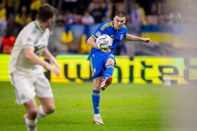 UKRAINE - NORTHERN IRELAND Oleh Ocheretko of Ukraine and Shakhtar Donetsk during UEFA Nations League - League B - Group B2 - Matchday 3 - football match between Ukraine and Northern Ireland. Anton Malatinsky Stadium, City Arena, Trnava, Slovakia, October 02, 2026. Photo by Branislav Racko Copyright: xx 080A0660