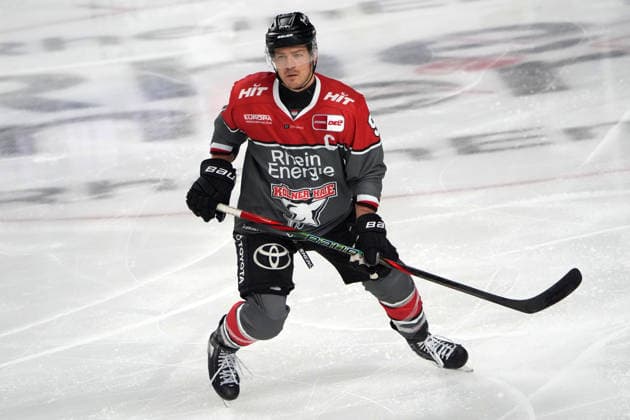 Cologne, DEL, 2026–2027 season, Kölner Haie vs. EHC Red Bull Munich, October 2, 2026, Lanxess Arena, Cologne, Moritz Müller, Kölner Haie, celebrating