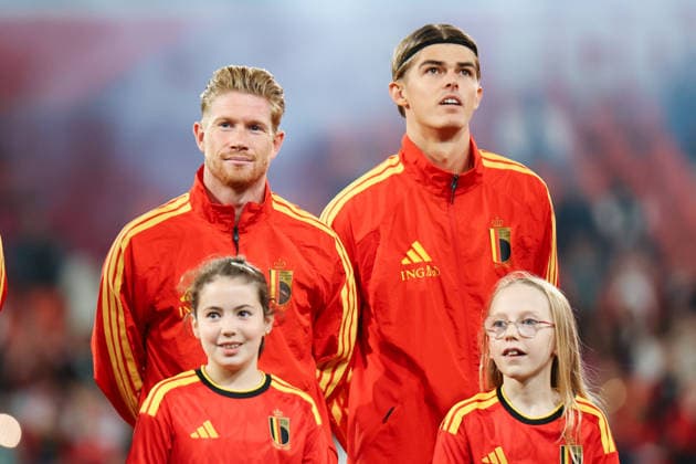 LIEGE, BELGIUM - OCTOBER 02: Kevin De Bruyne (Belgien, 7) Charles De Ketelaere (Belgien, 17) UEFA Nations League match between Belgium and Türkiye at Stade Maurice Dufrasne on October 02, 2026 in Liege, Belgium. Copyright: xNatachaxFreisenx
