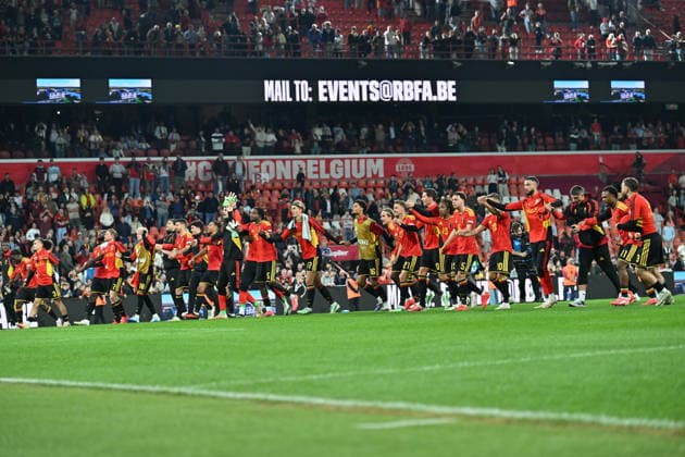 Belgium v Turkiye - UEFA Nations League LIEGE, BELGIUM - OCTOBER 02: Players of Belgium celebrate their victory at the end of the UEFA Nations League A match between Belgium and Turkiye at Maurice Dufrasne Stadium in Liege, Belgium on October 02, 2026. Mustafa Yalcin Anadolu Liege Belgium. Editorial use only. Please get in touch for any other usage. Copyright: x2026xAnadoluxMustafaxYalcinx