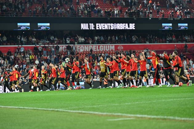Belgium v Turkiye - UEFA Nations League LIEGE, BELGIUM - OCTOBER 02: Players of Belgium celebrate their victory at the end of the UEFA Nations League A match between Belgium and Turkiye at Maurice Dufrasne Stadium in Liege, Belgium on October 02, 2026. Mustafa Yalcin Anadolu Liege Belgium. Editorial use only. Please get in touch for any other usage. Copyright: x2026xAnadoluxMustafaxYalcinx