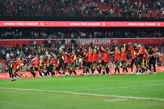Belgium v Turkiye - UEFA Nations League LIEGE, BELGIUM - OCTOBER 02: Players of Belgium celebrate their victory at the end of the UEFA Nations League A match between Belgium and Turkiye at Maurice Dufrasne Stadium in Liege, Belgium on October 02, 2026. Mustafa Yalcin Anadolu Liege Belgium. Editorial use only. Please get in touch for any other usage. Copyright: x2026xAnadoluxMustafaxYalcinx