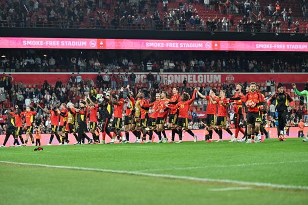 Belgium v Turkiye - UEFA Nations League LIEGE, BELGIUM - OCTOBER 02: Players of Belgium celebrate their victory at the end of the UEFA Nations League A match between Belgium and Turkiye at Maurice Dufrasne Stadium in Liege, Belgium on October 02, 2026. Mustafa Yalcin Anadolu Liege Belgium. Editorial use only. Please get in touch for any other usage. Copyright: x2026xAnadoluxMustafaxYalcinx