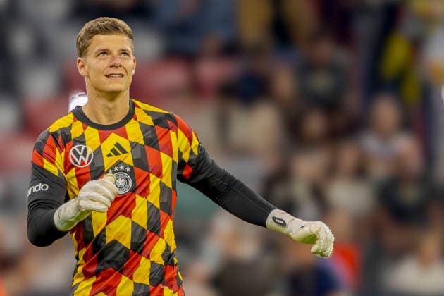 Munich, Germany, October 1, 2026 UEFA Nations League 2026–2027 League Phase Group A2 Match 3 Germany vs. Serbia Pictured: Goalkeeper Finn Dahmen GER DFB DFL regulations prohibit any use of photographs as image sequences and or quasi-video Allianz Arena Bayern Copyright: xFotostandx xSchäferx