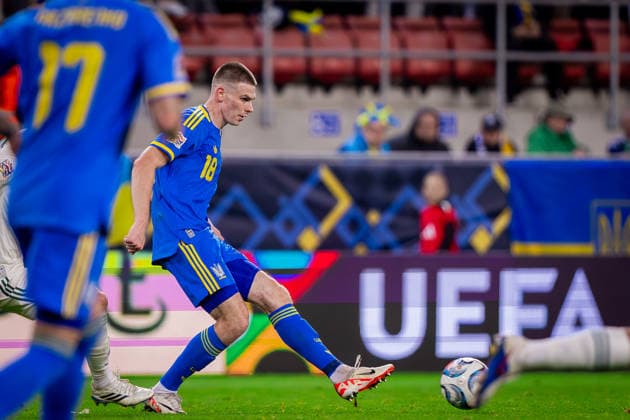 UKRAINE - NORTHERN IRELAND Oleh Ocheretko of Ukraine and Shakhtar Donetsk during UEFA Nations League - League B - Group B2 - Matchday 3 - football match between Ukraine and Northern Ireland. Anton Malatinsky Stadium, City Arena, Trnava, Slovakia, October 02, 2026. Photo by Branislav Racko Copyright: xx 080A0221