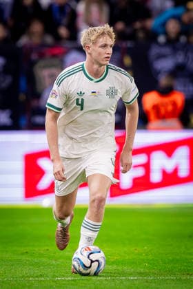 UKRAINE - NORTHERN IRELAND Tom Atcheson of Northern Ireland and Blackburn Rovers on the ball during UEFA Nations League - League B - Group B2 - Matchday 3 - football match between Ukraine and Northern Ireland. Anton Malatinsky Stadium, City Arena, Trnava, Slovakia, October 02, 2026. Photo by Branislav Racko Copyright: xx 080A9008