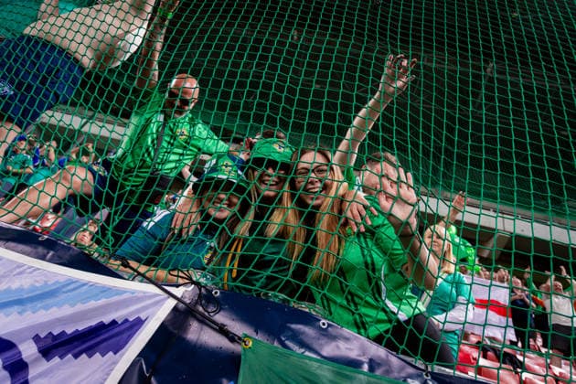 UKRAINE - NORTHERN IRELAND Fans of Northern Ireland celebrate after UEFA Nations League - League B - Group B2 - Matchday 3 - football match between Ukraine and Northern Ireland. Anton Malatinsky Stadium, City Arena, Trnava, Slovakia, October 02, 2026. Photo by Branislav Racko Copyright: xx _BRR0529