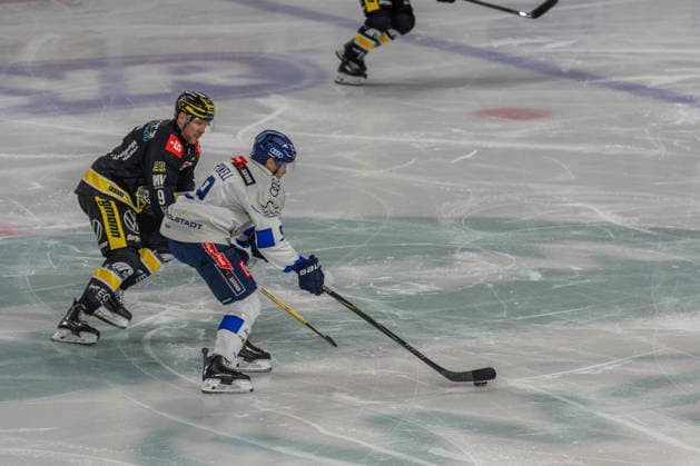 Marcel Mueller (Krefeld Pinguine), 09 vs. Myles Powell (ERC Ingolstadt), 09, GER, Krefeld Pinguine vs. ERC Ingolstadt, Ice Hockey, PENNY DEL, Matchday 5, 2026–2027 Season, October 2, 2026, GER, Krefeld Pinguine vs. ERC Ingolstadt, ice hockey, PENNY DEL, Matchday 5, 2026–2027 season, October 2, 2026, Krefeld Copyright: xEibner-Pressefoto FabianxFriesex EP_FFE