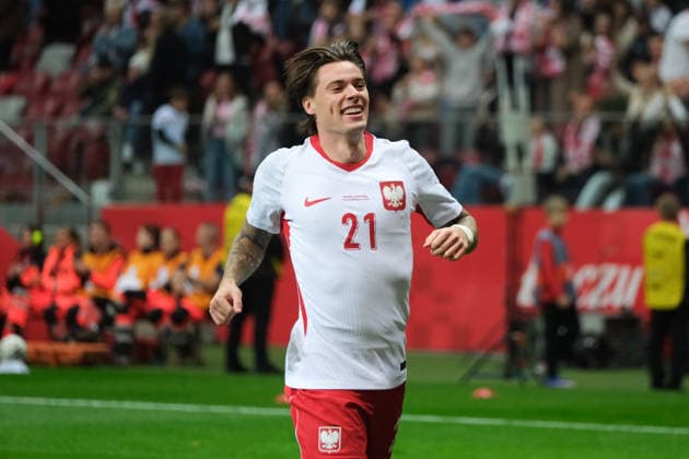 October 2, 2026, Warsaw, Masovian Voivodeship, Poland: Poland s NICOLA ZALEWSKI (21) celebrates after a Romania own-goal during a UEFA Nations League Group B4 match between the Polish and Romanian national teams at the PGE Narodowy Stadium in Warsaw. Poland went on to win against Romania 6 goals to 0. Soccer 2026: UEFA Nations League: Poland 6:0 Romania - ZUMAk204 20261002_zip_k204_024 Copyright: xRomanxKozielx
