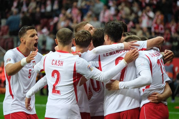 October 2, 2026, Warsaw, Masovian Voivodeship, Poland: Polish national team, Nationalteam players celebrate after a Romania own-goal during a UEFA Nations League Group B4 match between the Polish and Romanian national teams at the PGE Narodowy Stadium in Warsaw. Poland went on to win against Romania 6 goals to 0. Soccer 2026: UEFA Nations League: Poland 6:0 Romania - ZUMAk204 20261002_zip_k204_027 Copyright: xRomanxKozielx
