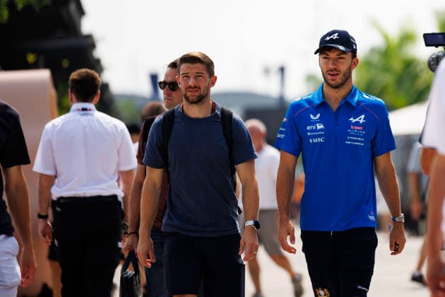 3rd October 2026; Sepang IC, Kuala Lumpur, Malaysia; Formula 1, Bahrain Grand Prix, Qualifying Day; Pierre Gasly (10) of France and BWT Alpine Formula One Team arriving StephenxBlackberry
