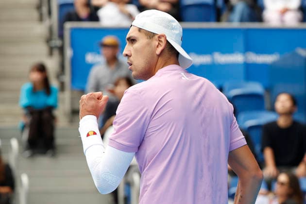 October 3, 2026, Tokyo, Japan: Alejandro Tabilo (Chile) reacts against Denis Shapovalov (Canada) during their Round of 16 match at the Kinoshita Group Japan Open Tennis Championships at Ariake Colosseum in Tokyo. The tournament runs from September 29 to October 6. Shapovalov won 7-5, 3-6, 6-4. Tennis 2026: Denis Shapovalov Battles Alejandro Tabilo In Japan Open - ZUMAm191 20261003_aap_m191_006 Copyright: xRodrigoxReyesxMarinx