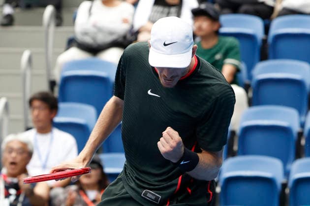 October 3, 2026, Tokyo, Japan: Denis Shapovalov (Canada) reacts against Alejandro Tabilo (Chile) during their Round of 16 match at the Kinoshita Group Japan Open Tennis Championships at Ariake Colosseum in Tokyo. The tournament runs from September 29 to October 6. Shapovalov won 7-5, 3-6, 6-4. Tennis 2026: Denis Shapovalov Battles Alejandro Tabilo In Japan Open - ZUMAm191 20261003_aap_m191_007 Copyright: xRodrigoxReyesxMarinx