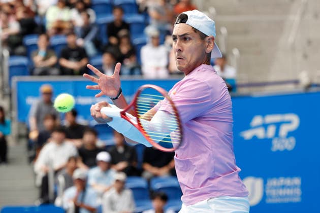 October 3, 2026, Tokyo, Japan: Alejandro Tabilo (Chile) returns a shot against Denis Shapovalov (Canada) during their Round of 16 match at the Kinoshita Group Japan Open Tennis Championships at Ariake Colosseum in Tokyo. The tournament runs from September 29 to October 6. Shapovalov won 7-5, 3-6, 6-4. Tennis 2026: Denis Shapovalov Battles Alejandro Tabilo In Japan Open - ZUMAm191 20261003_aap_m191_012 Copyright: xRodrigoxReyesxMarinx