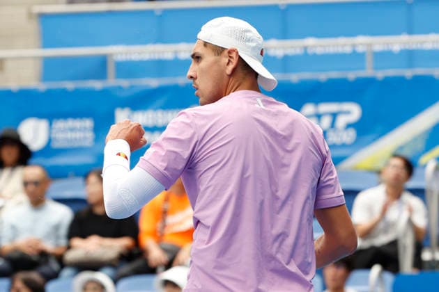 October 3, 2026, Tokyo, Japan: Alejandro Tabilo (Chile) reacts against Denis Shapovalov (Canada) during their Round of 16 match at the Kinoshita Group Japan Open Tennis Championships at Ariake Colosseum in Tokyo. The tournament runs from September 29 to October 6. Shapovalov won 7-5, 3-6, 6-4. Tennis 2026: Denis Shapovalov Battles Alejandro Tabilo In Japan Open - ZUMAm191 20261003_aap_m191_013 Copyright: xRodrigoxReyesxMarinx