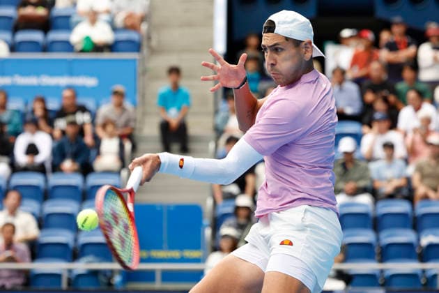 October 3, 2026, Tokyo, Japan: Alejandro Tabilo (Chile) returns a shot against Denis Shapovalov (Canada) during their Round of 16 match at the Kinoshita Group Japan Open Tennis Championships at Ariake Colosseum in Tokyo. The tournament runs from September 29 to October 6. Shapovalov won 7-5, 3-6, 6-4. Tennis 2026: Denis Shapovalov Battles Alejandro Tabilo In Japan Open - ZUMAm191 20261003_aap_m191_024 Copyright: xRodrigoxReyesxMarinx