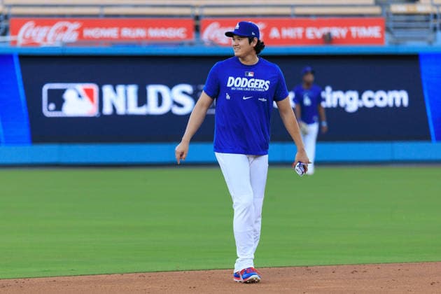 October 2, 2026, Los Angeles, California, USA: Shohei Ohtani 17 of the Los Angeles Dodgers at bat during a workout in preparation for Game 1 of the NLDS game against the Atlanta Braves on Friday October 2, 2026 at Dodger Stadium in Los Angeles, California. JAVIER ROJAS PI Dodgers NLDS - Workout  - ZUMAp124 20261002_zaa_p124_090 Copyright: xJavierxRojasx