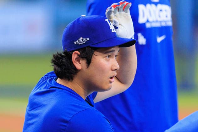 October 2, 2026, Los Angeles, California, USA: Shohei Ohtani 17 of the Los Angeles Dodgers at bat during a workout in preparation for Game 1 of the NLDS game against the Atlanta Braves on Friday October 2, 2026 at Dodger Stadium in Los Angeles, California. JAVIER ROJAS PI Dodgers NLDS - Workout  - ZUMAp124 20261002_zaa_p124_101 Copyright: xJavierxRojasx