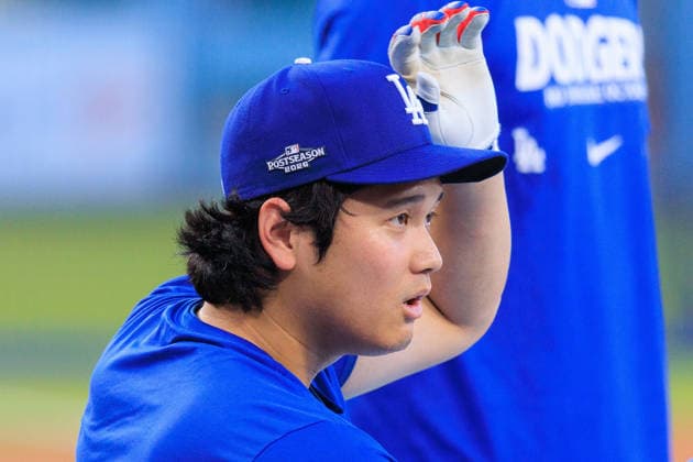 October 2, 2026, Los Angeles, California, USA: Shohei Ohtani 17 of the Los Angeles Dodgers during a workout in preparation for Game 1 of the NLDS against the Atlanta Braves on Friday October 2, 2026 at Dodger Stadium in Los Angeles, California. JAVIER ROJAS PI Dodgers NLDS - Workout  - ZUMAp124 20261002_zaa_p124_127 Copyright: xJavierxRojasx