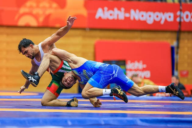 Asian Games, 74 kg Freestyle: Nurkozha Kaipanov (KAZ) def. Inayat Ullah (PAK) Copyright: xAmirrezaxAliasgarix