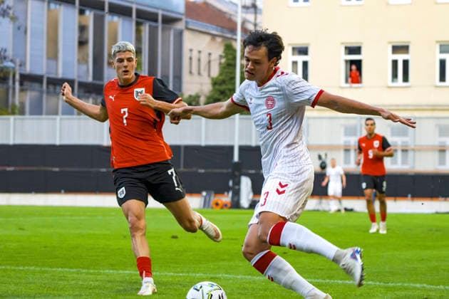 October 2, 2026, Vienna, Austria 2027 UEFA European U-21 Qualification: Austria vs. Denmark Tobias Storm clears the ball from his own penalty area Copyright: xJulianxSindricx