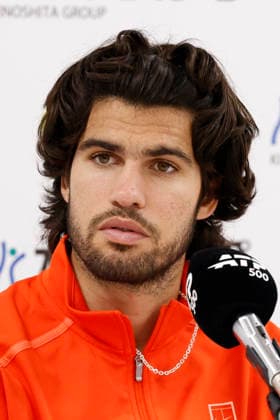 October 3, 2026, Tokyo, Japan: Carlos Alcaraz (Spain) speaks during a press conference, PK, Pressekonferenz after winning the Round of 16 match against Matteo Arnaldi (Italy) at the Kinoshita Group Japan Open Tennis Championships at Ariake Colosseum in Tokyo. The tournament runs from September 29 to October 6. Alcaraz won 7-6(6), 6-1. Tokyo Japan - ZUMAm191 20261003_aap_m191_066 Copyright: xRodrigoxReyesxMarinx