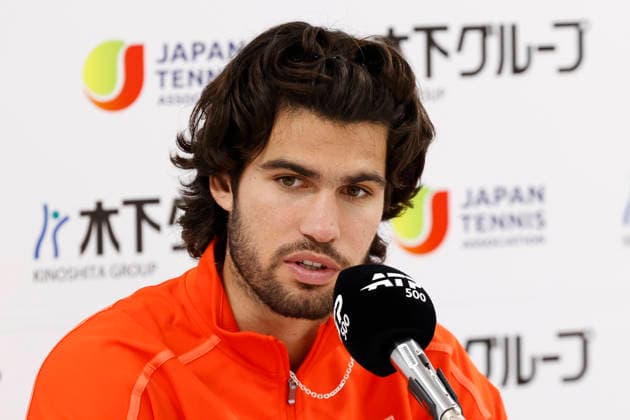 October 3, 2026, Tokyo, Japan: Carlos Alcaraz (Spain) speaks during a press conference, PK, Pressekonferenz after winning the Round of 16 match against Matteo Arnaldi (Italy) at the Kinoshita Group Japan Open Tennis Championships at Ariake Colosseum in Tokyo. The tournament runs from September 29 to October 6. Alcaraz won 7-6(6), 6-1. Tokyo Japan - ZUMAm191 20261003_aap_m191_068 Copyright: xRodrigoxReyesxMarinx