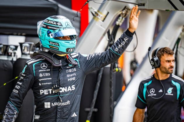 George Russell (GBR) - Mercedes-AMG PETRONAS F1 Team during Practice sessions of Saturday of Formula 1 Gulf Air Bahrain Grand Prix in Malaysia 2026 at Sepang International Circuit in Sepang, Malaysia. Round 16 of 23 of the 2026 FIA Formula One World Championship, WM, Weltmeisterschaft held October 2-4, 2026. The race was relocated from Bahrain to Malaysia and held at Sepang International Circuit. Formula 1 Gulf Air Bahrain Grand Prix in Malaysia 2026 - Round 16 of 23 - Sepang International Circuit, Sepang, Malaysia F1-2026-R04-BHR