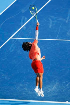 October 3, 2026, Tokyo, Japan: Carlos Alcaraz (Spain) serves against Matteo Arnaldi (Italy) during their Round of 16 match at the Kinoshita Group Japan Open Tennis Championships at Ariake Colosseum in Tokyo. The tournament runs from September 29 to October 6. Alcaraz won 7-6(6), 6-1. Tokyo Japan - ZUMAm191 20261003_aap_m191_079 Copyright: xRodrigoxReyesxMarinx