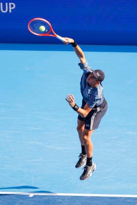 October 3, 2026, Tokyo, Japan: Matteo Arnaldi (Italy) serves against Carlos Alcaraz (Spain) during their Round of 16 match at the Kinoshita Group Japan Open Tennis Championships at Ariake Colosseum in Tokyo. The tournament runs from September 29 to October 6. Alcaraz won 7-6(6), 6-1. Tennis 2026:Carlos Alcaraz Battles Matteo Arnaldi In Japan Open - ZUMAm191 20261003_aap_m191_076 Copyright: xRodrigoxReyesxMarinx