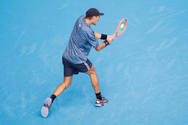 October 3, 2026, Tokyo, Japan: Matteo Arnaldi (Italy) returns a shot against Carlos Alcaraz (Spain) during their Round of 16 match at the Kinoshita Group Japan Open Tennis Championships at Ariake Colosseum in Tokyo. The tournament runs from September 29 to October 6. Alcaraz won 7-6(6), 6-1. Tennis 2026:Carlos Alcaraz Battles Matteo Arnaldi In Japan Open  - ZUMAm191 20261003_aap_m191_078 Copyright: xRodrigoxReyesxMarinx