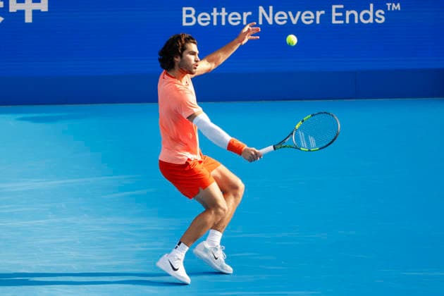 October 3, 2026, Tokyo, Japan: Carlos Alcaraz (Spain) returns a shot against Matteo Arnaldi (Italy) during their Round of 16 match at the Kinoshita Group Japan Open Tennis Championships at Ariake Colosseum in Tokyo. The tournament runs from September 29 to October 6. Alcaraz won 7-6(6), 6-1. Tokyo Japan - ZUMAm191 20261003_aap_m191_080 Copyright: xRodrigoxReyesxMarinx