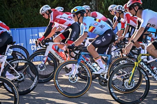 Belgium s Vic De Smet is pictured in action during the Men juniors Road Race race (110,5 km) at the cycling UEC Road European Championships, in Ljubljana, Slovenia Saturday 3 October 2026. The UEC Road European Championships are taking place from 02 to 07 October in Ljubljana, Slovenia. DAVIDxPINTENS  x188600628x