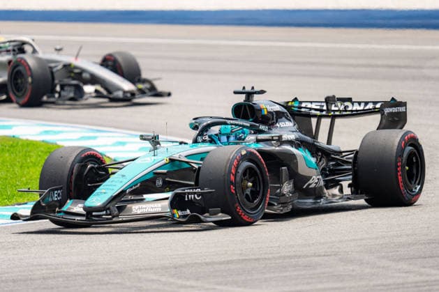 2026 Formula 1 Gulf Air Bahrain Grand Prix - Malaysia GEORGE RUSSELL 63 (GBR) of Mercedes-AMG PETRONAS Formula One Team (Mercedes-AMG F1 W17) on Saturday during the 2026 Formula 1 Gulf Air Bahrain Grand Prix in Malaysia at Sepang International Circuit in Kuala Lumpur, Malaysia, on October 3, 2026. Photo by Antoine Lapeyre Reveries Agency ABACAPRESS.COM Kuala Lumpur Malaysia  Copyright: xAntoinexLapeyre ReveriesxAgency ABACAx