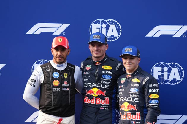 2026 Formula 1 Gulf Air Bahrain Grand Prix, October 3, 2026, Sepang International Circuit, Kuala Lumpur, 2026 Formula 1 Gulf Air Bahrain Grand Prix, Pole position for Max Verstappen (NLD), Oracle Red Bull Racing, 2nd on the grid: Lewis Hamilton (GBR), Scuderia Ferrari HP; 3rd on the grid: Isack Hadjar (FRA), Oracle Red Bull Racing; Kuala Lumpur, Sepang International Circuit, Malaysia Copyright: xNordphotox xBraticx