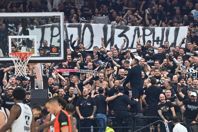Fans, Belgrade Fan Block, EuroLeague Basketball, 2026–2027 Season, FC Bayern Munich vs. Partizan Belgrade on October 2, 2026, S A P G A R D EN