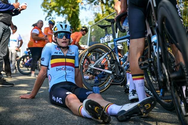 Belgium s Mathis Vandenheede looks dejected after the Men juniors Road Race race (110,5 km) at the cycling UEC Road European Championships, in Ljubljana, Slovenia Saturday 3 October 2026. The UEC Road European Championships are taking place from 02 to 07 October in Ljubljana, Slovenia. DAVIDxPINTENS  x188602937x