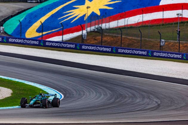 RECORD DATE NOT STATED 3rd October 2026; Sepang IC, Kuala Lumpur, Malaysia; Formula 1, Bahrain Grand Prix, Qualifying Day; Fernando Alonso (14) of Spain and Aston Martin Aramco Formula One Team during Free Practice 3 at the Bahrain Grand Prix StephenxBlackberry