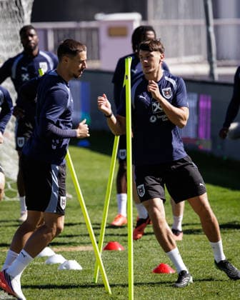 SOCCER - NL, KOS vs AUT PRISTINA,KOSOVO,03.OCT.26 - SOCCER - UEFA Nations League, OEFB international match, Länderspiel, Nationalmannschaft Kosovo vs Austria, preview, training team AUT. Image shows Marco Friedl and Felix Bacher (AUT).  GEPAxpictures xArminxRauthner