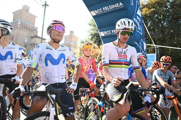 03-10-2026 Giro Dell emilia; 2026, Movistar; 2026, Uae Emirates - Xrg; Quintana Rojas Nairo, Alexander; Mcnulty, Brandon; Ferrara;