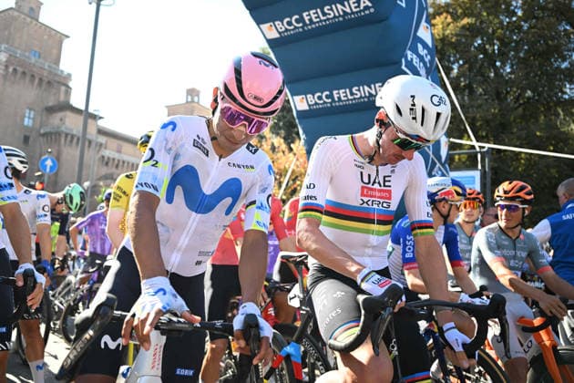 03-10-2026 Giro Dell emilia; 2026, Movistar; 2026, Uae Emirates - Xrg; Quintana Rojas Nairo, Alexander; Mcnulty, Brandon; Ferrara;