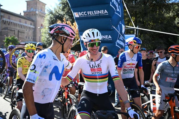 03-10-2026 Giro Dell emilia; 2026, Movistar; 2026, Uae Emirates - Xrg; Quintana Rojas Nairo, Alexander; Mcnulty, Brandon; Ferrara;