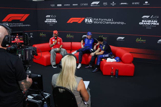 F1 - BAHRAIN GRAND PRIX IN MALAYSIA 2026 BROOKES Rachel, press conference, PK, Pressekonferenz HAMILTON Lewis (gbr), Scuderia Ferrari SF-26, VERSTAPPEN Max (nld), Red Bull Racing Ford RB22, HADJAR Isack (fra), Red Bull Racing Ford RB22, portrait during the 2026 Formula 1 Bahrain Grand Prix in Malaysia, 16th round of the 2026 Formula One World Championship, WM, Weltmeisterschaft from October 2 to 4, 2026 on the Sepang International Circuit, in Sepang, Malaysia - SepangMalaysia Copyright: xANTONINxVINCENTx