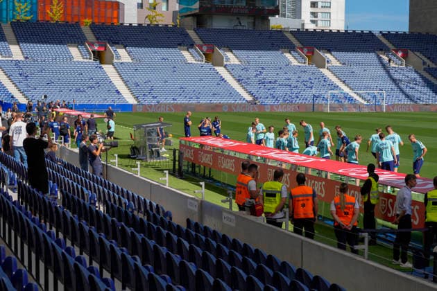 Soccer, Nations League Portugal vs. Norway, Nations League Porto, Portugal 20261003 The Norwegian national team during training at Estádio do Dragão on the day of the match against Portugal. Photo: Lise Aserud, NTB, Porto, Portugal. EDITORIAL USE ONLY. RESTRICTED USE FOR BETTING COMPANIES.  Copyright: xLisexAserudxx xNTBx