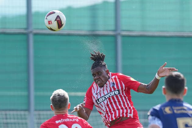 Cyriaque Irià Cyriaque Irie, SC Freiburg, 22 headers, Germany, soccer, friendly match, SC Freiburg vs. FC Lucerne, October 3, 2026, Europa-Park Stadium, training field, Freiburg, Freiburg, Europa-Park Stadium, training field, Baden-Württemberg, Germany Copyright: xArnexAmbergx