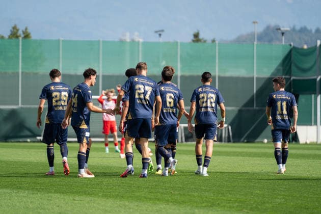 October 3, 2026, xjyhynx, soccer exhibition match, SC Freiburg vs. FC Luzern, from left: FC Luzern players celebrate after Lars Villiger s 1-1 equalizer in the 27th minute, FC Luzern vs. Freiburg